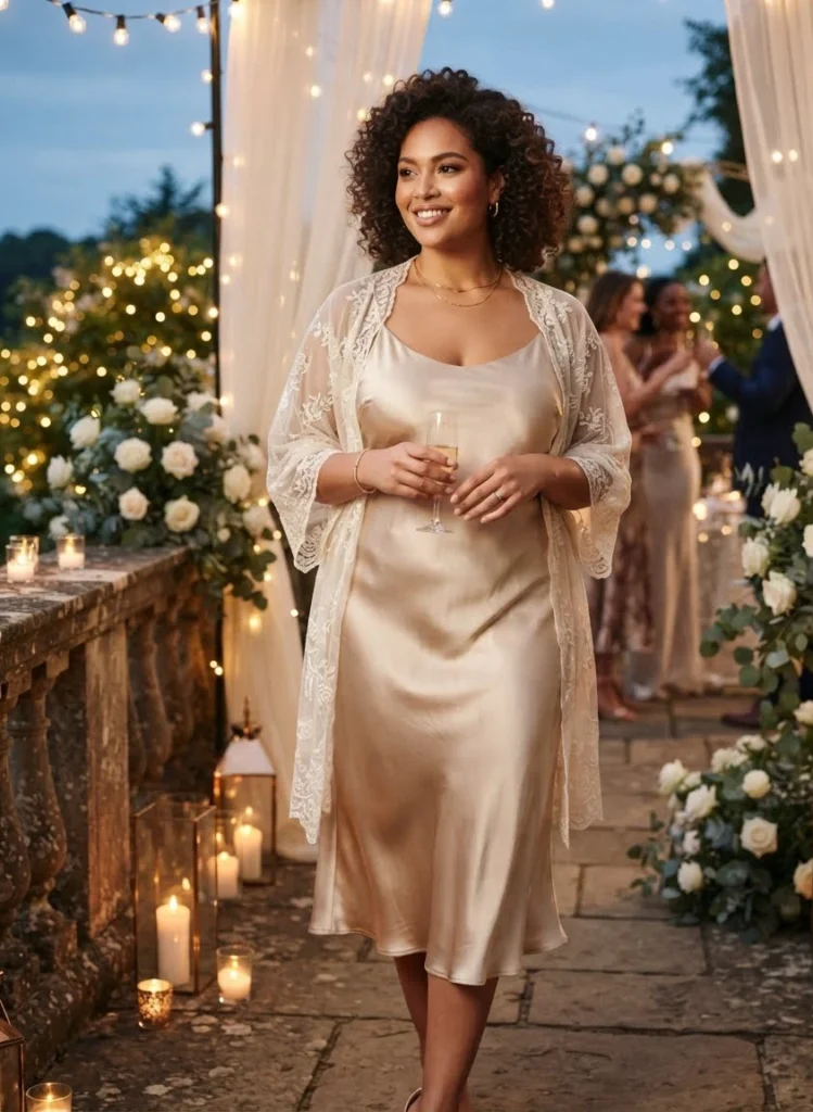 Champagne Satin Slip Dress