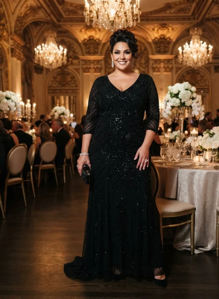 Classic Black Beaded Gown
