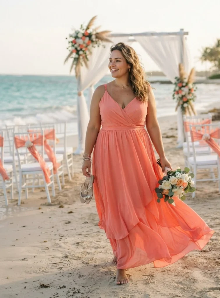 Coral Chiffon Beach Dress