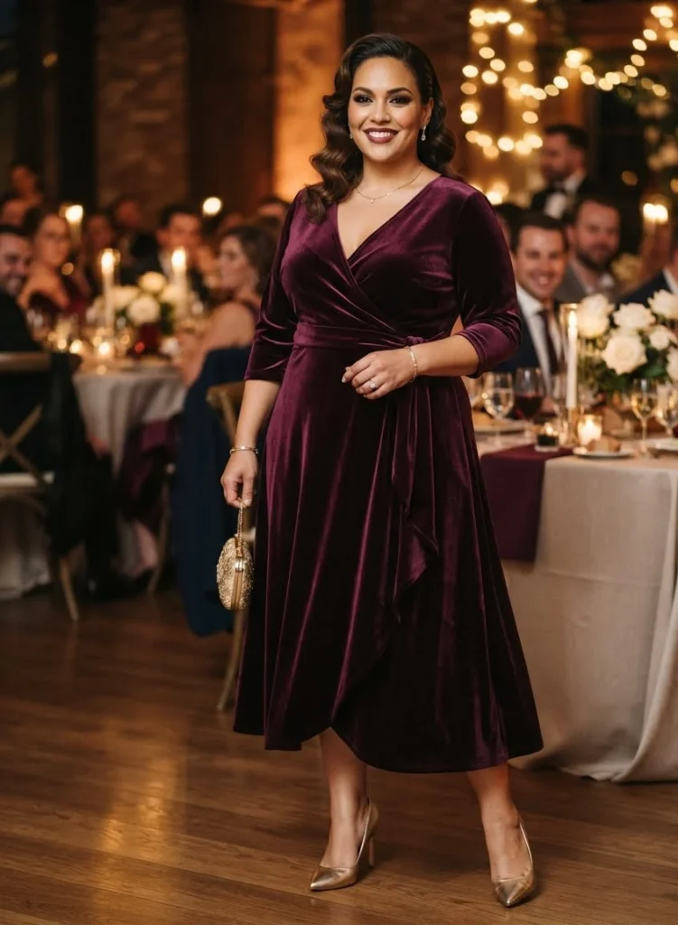 Deep Plum Velvet Wrap Dress