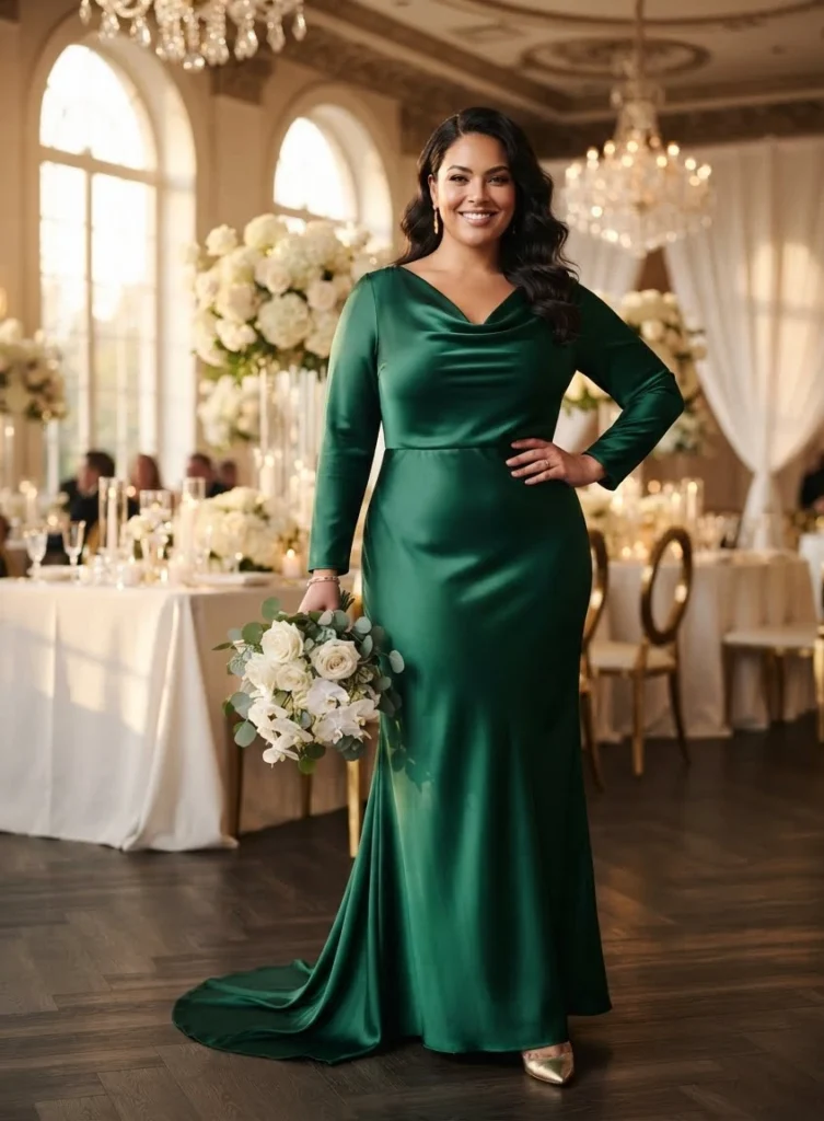 Emerald Silk Column Gown