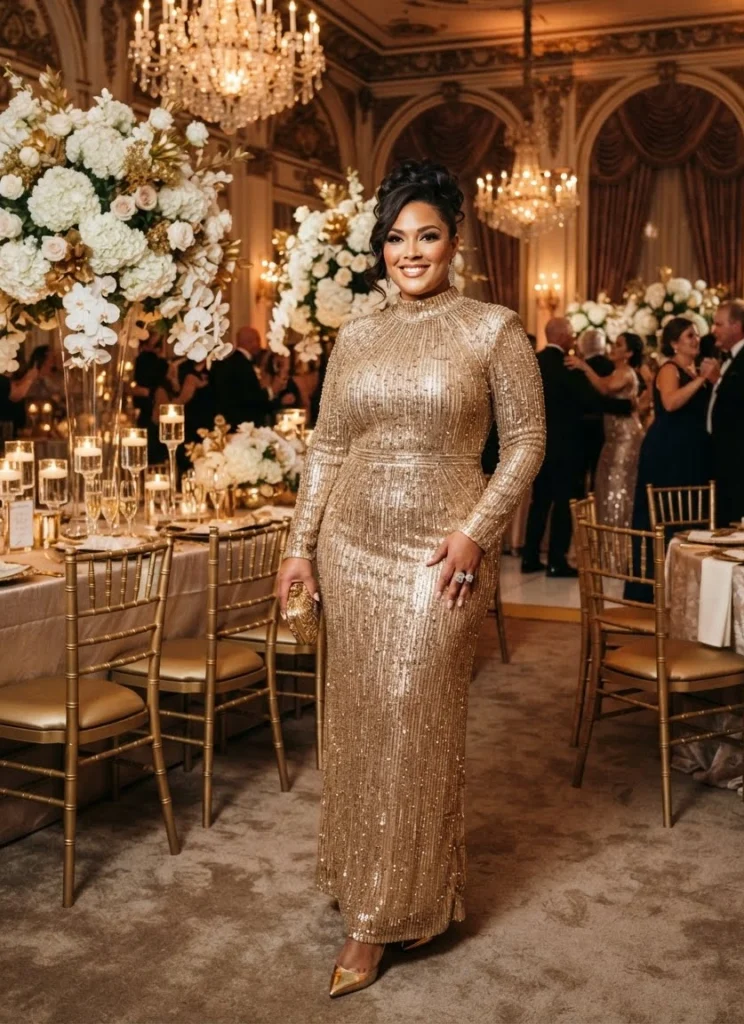 Gold Metallic Column Gown
