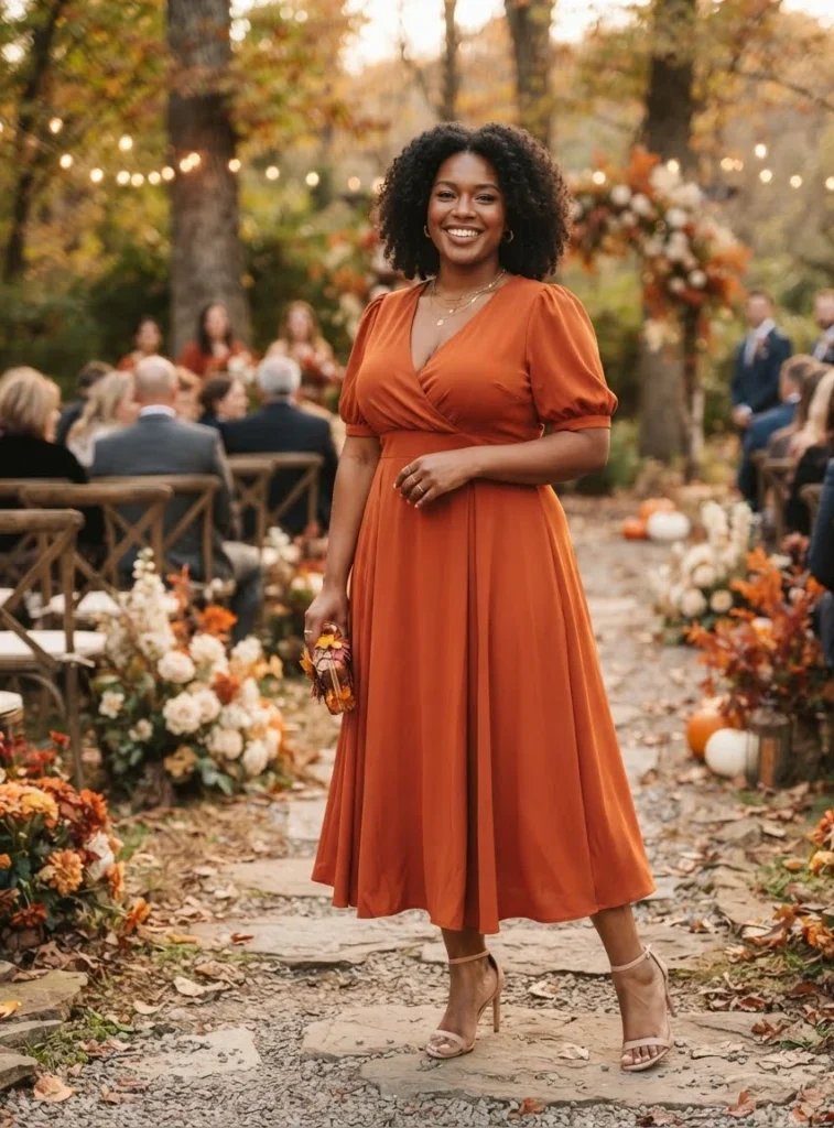 Rust Orange A-Line Dress