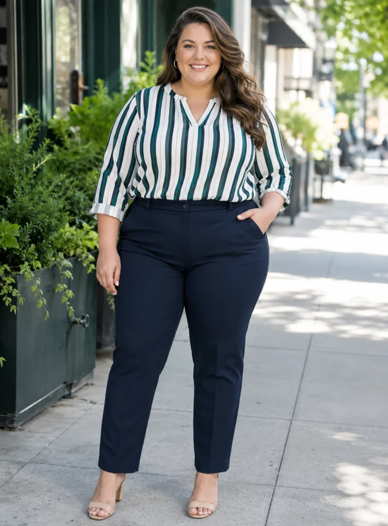 A Vertical Striped Top for a Lengthening Effect