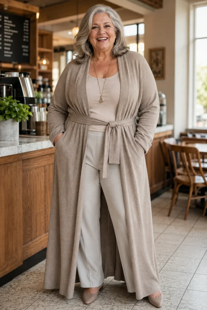 Belted Longline Duster Cardigan Editorial fashion