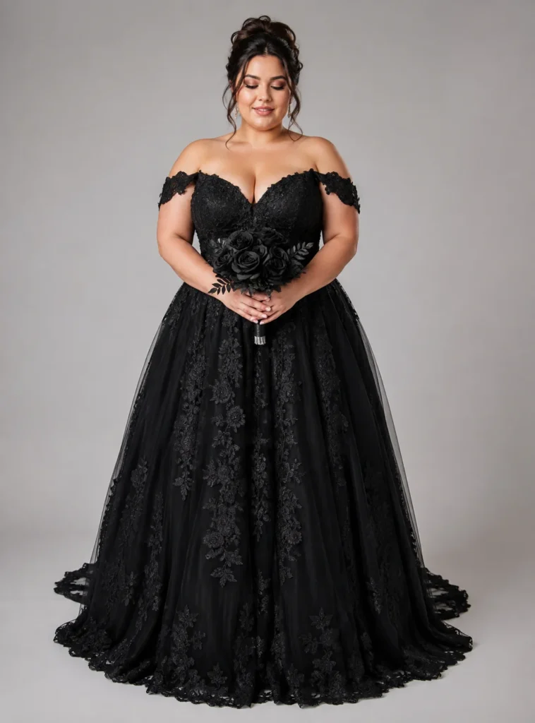 Black Off-Shoulder Gown