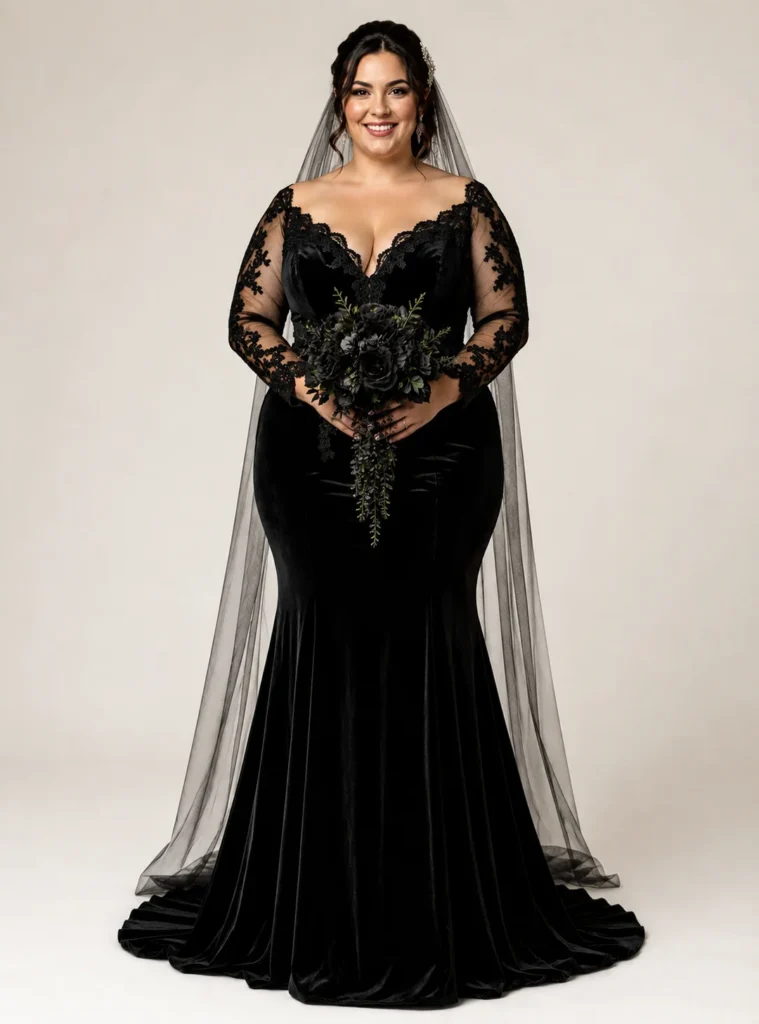 Black Velvet Wedding Dress
