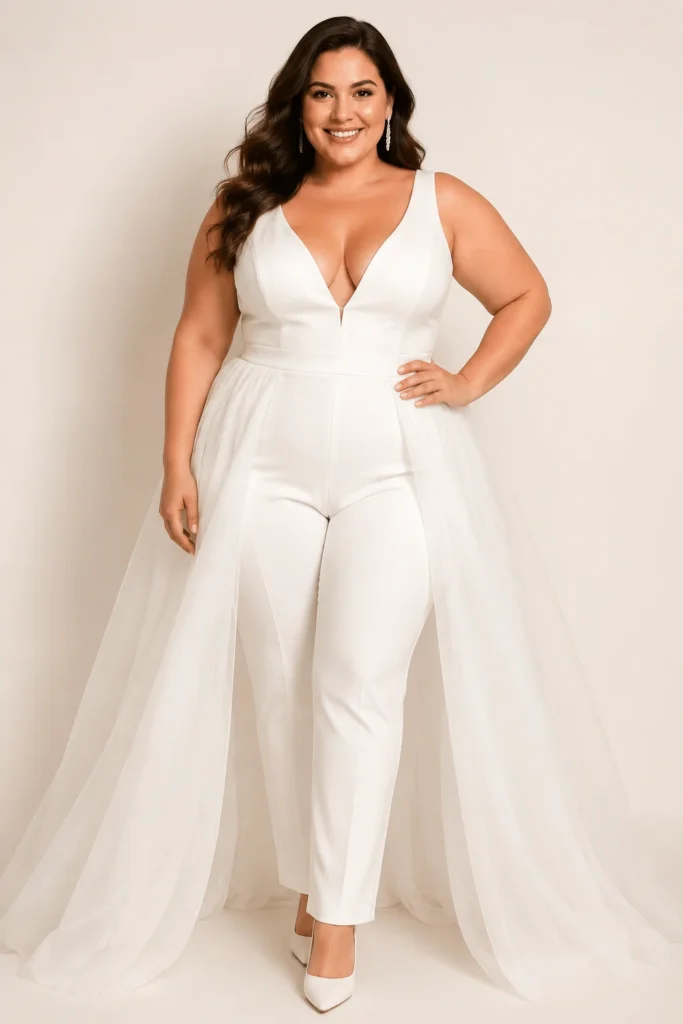 Bridal Jumpsuit with Overskirt