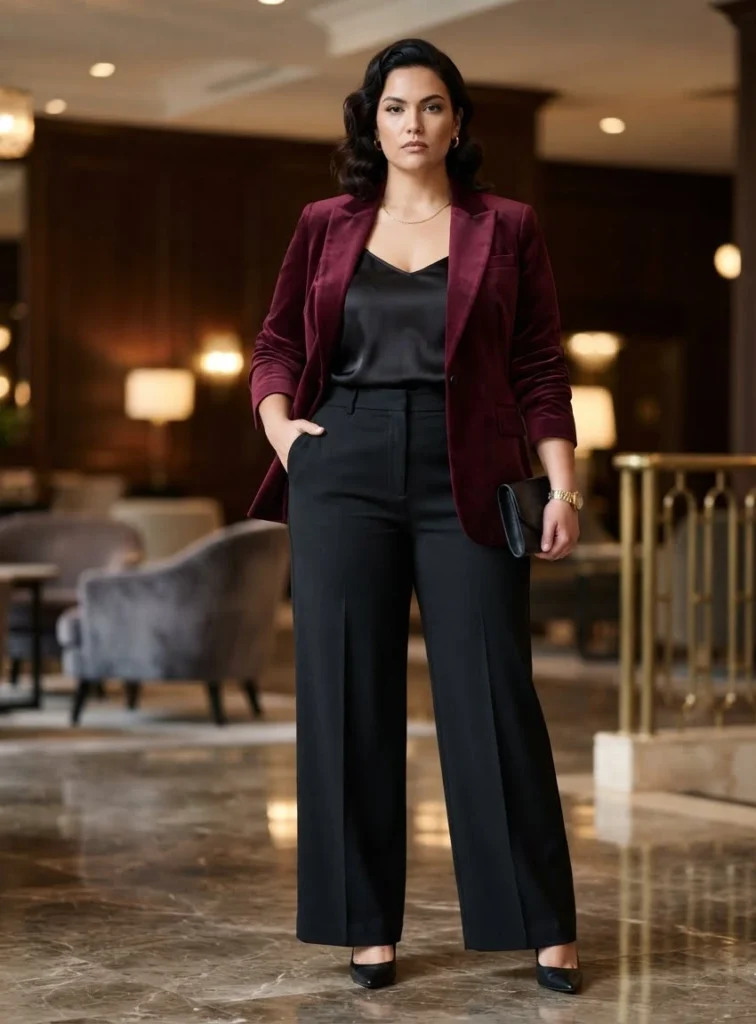 Burgundy Velvet Blazer