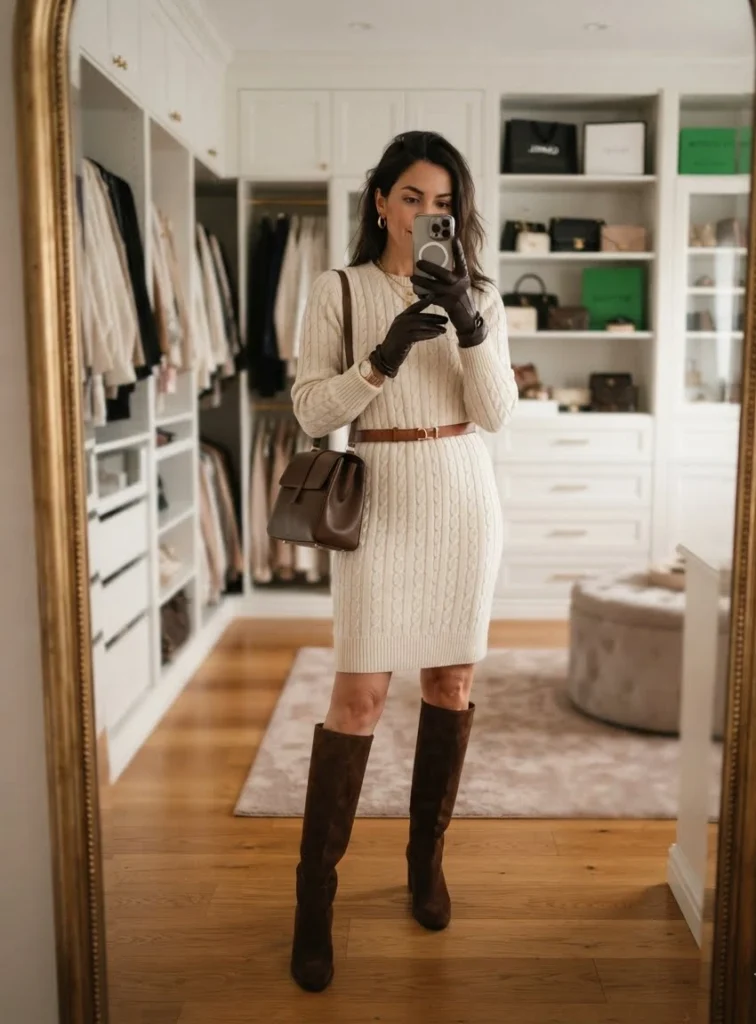 Cable-Knit Sweater Dress