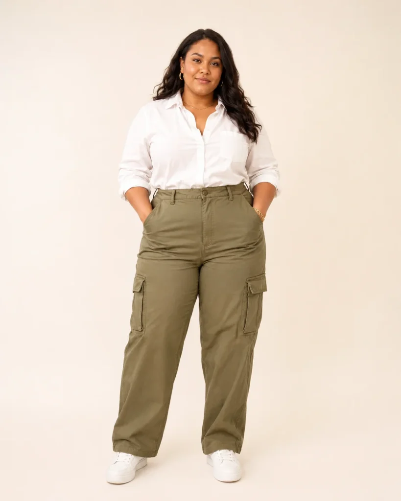 Cargo Pants with a Tucked-In Button-Down