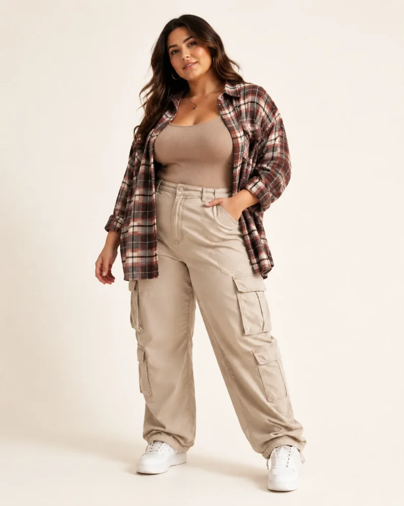 Cargo Pants with an Oversized Flannel