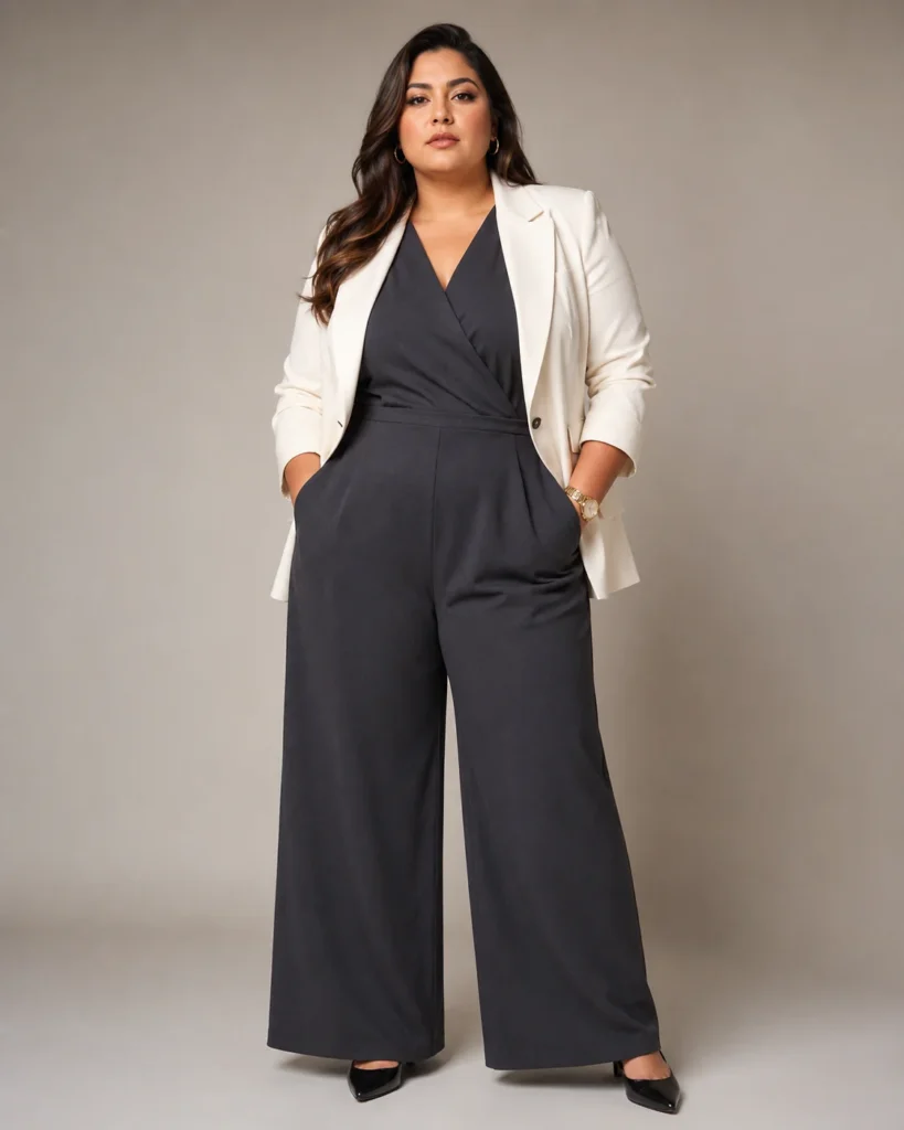 Charcoal Jumpsuit + Ivory Blazer