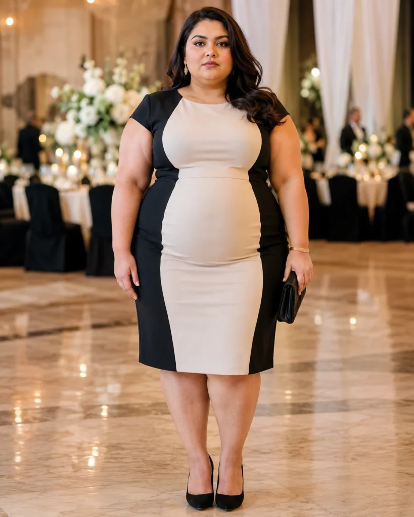 Color-Block Dress with Dark Side Panels