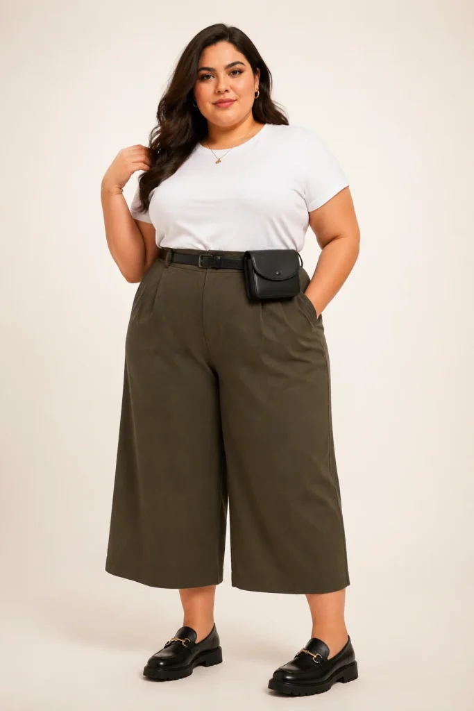 Cropped Wide-Leg Culottes & Loafers