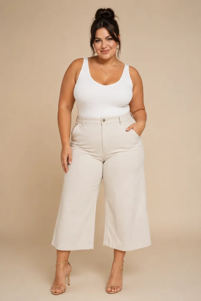 Cropped Wide-Leg Pant With Heeled Sandals