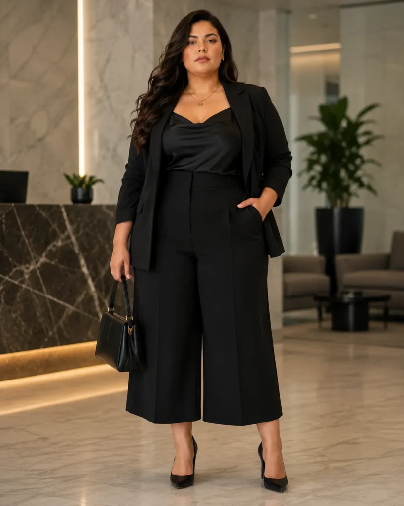 Culottes, Silk Cami and Structured Blazer