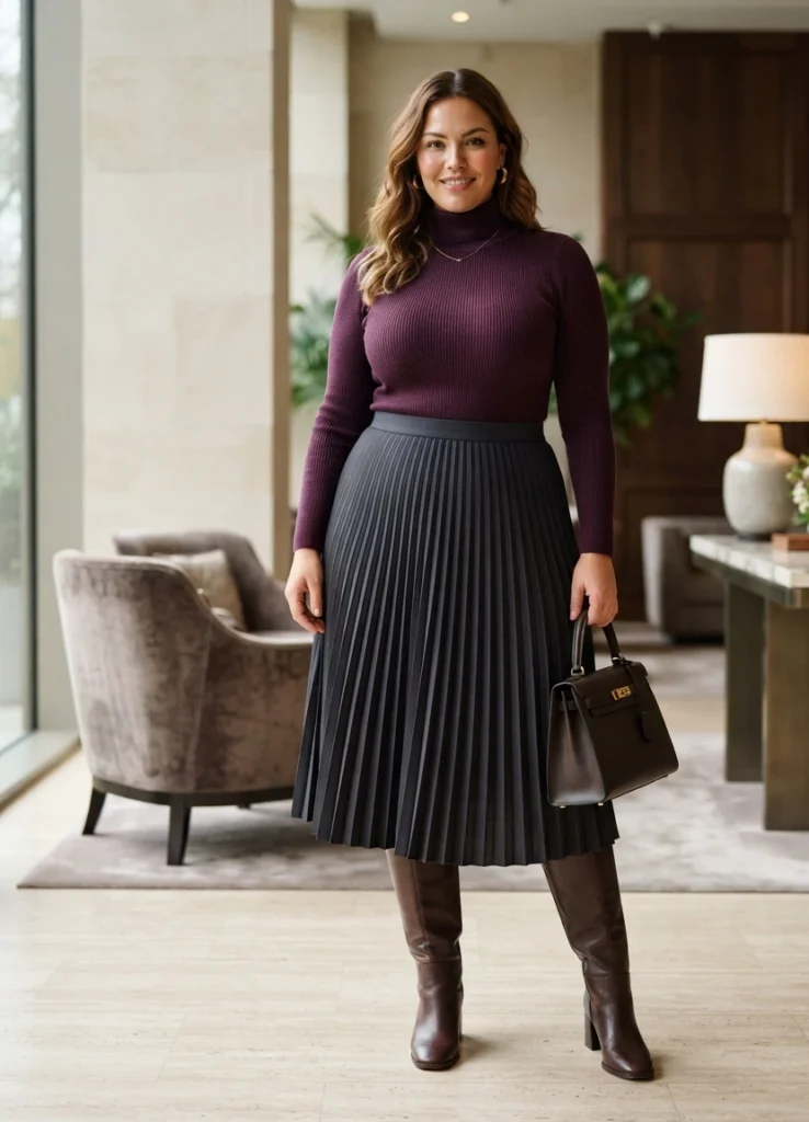 Deep Plum Turtleneck with Charcoal