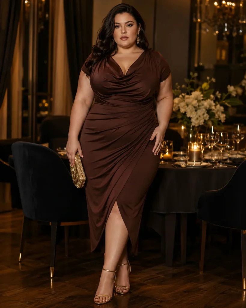 Draped Cowl-Neck Dress
