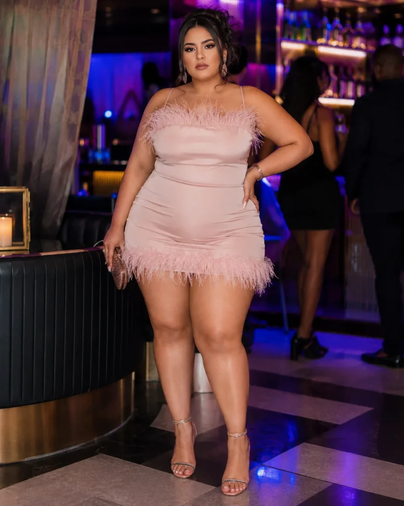 Feather-Trim Mini Dress