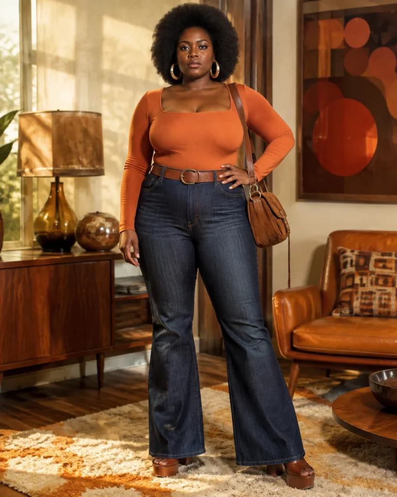 Flare Jeans + Square-Neck Bodysuit