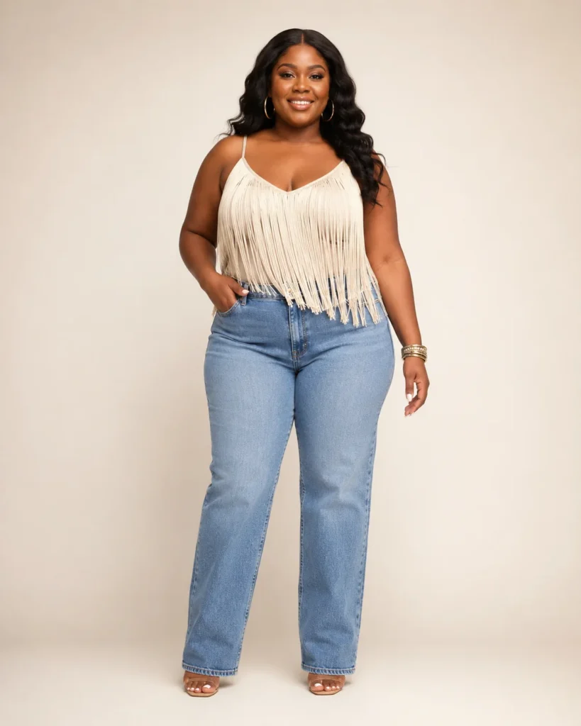 Fringe Top with Straight Leg Jeans