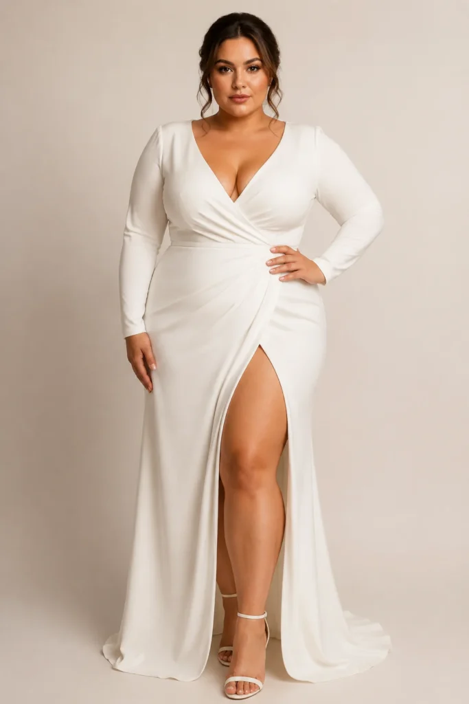 High-Slit Wrap Gown