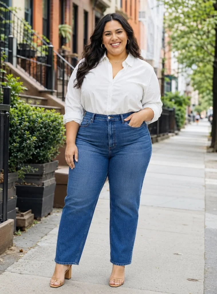 High-Waisted Straight-Leg Jeans