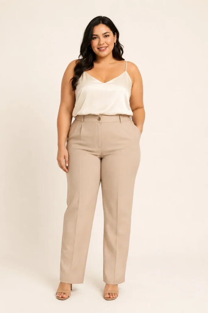 High-Waisted Straight-Leg Trousers With a Flowy Cami