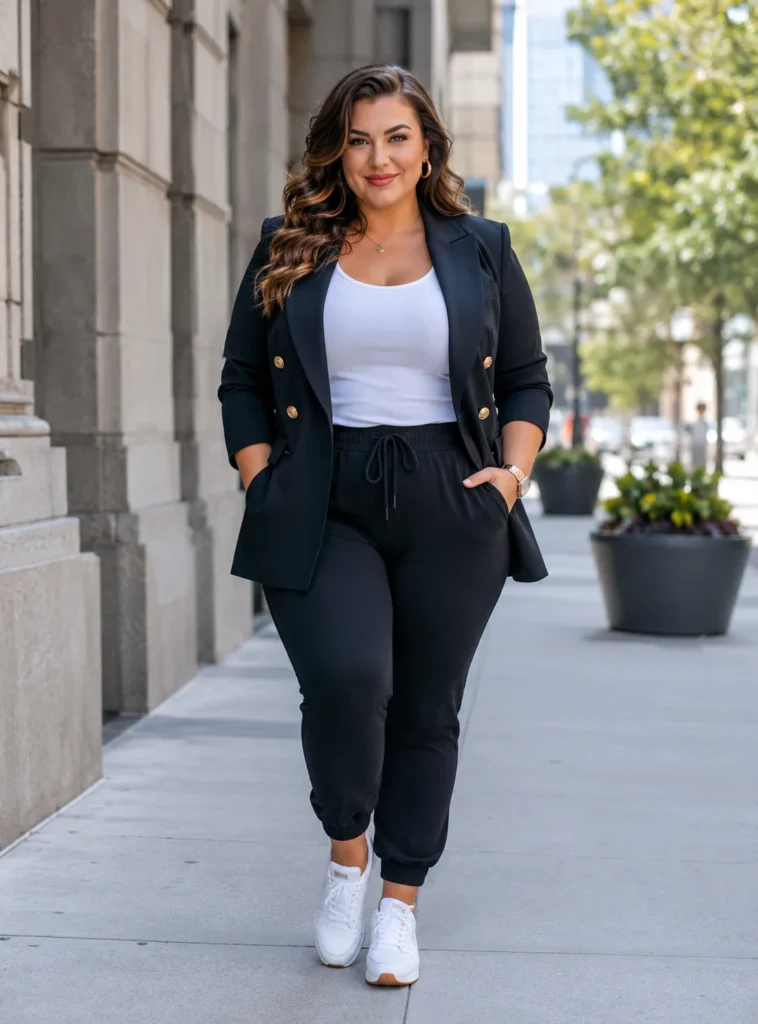 Joggers Styled With Structured Blazer