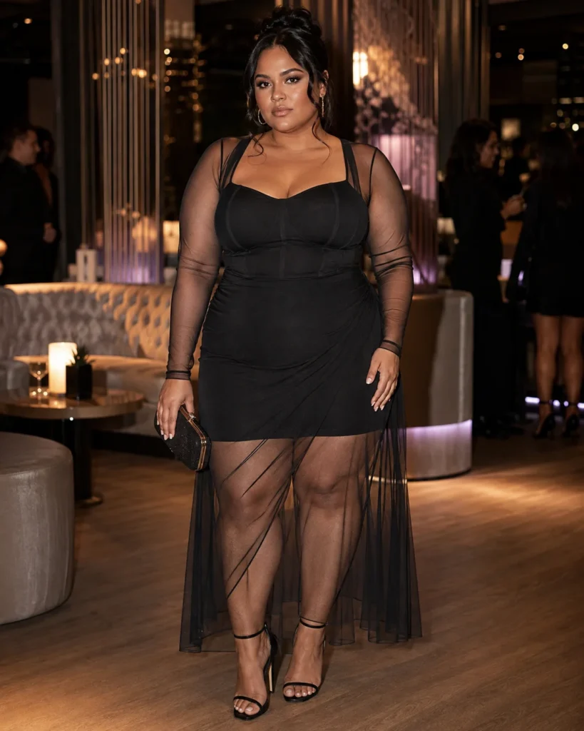 Mesh Overlay Dress