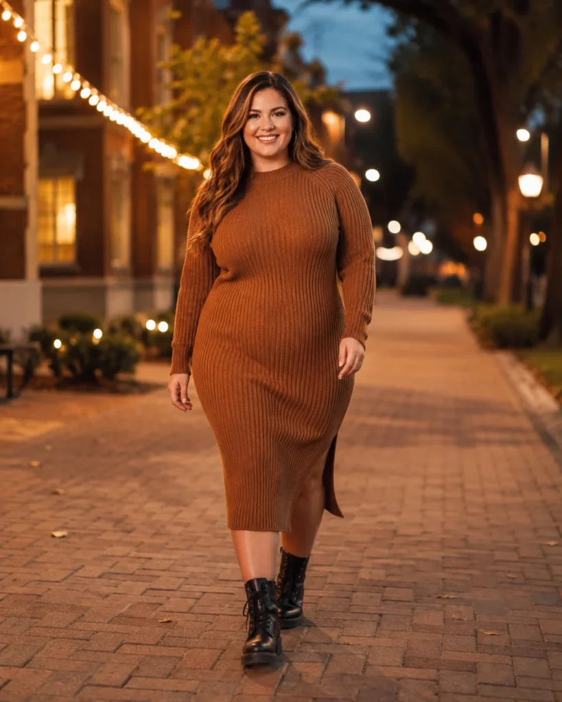 Midi Sweater Dress + Combat Boots