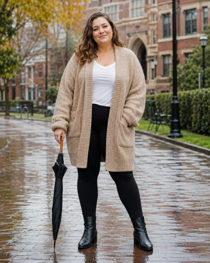 Oversized Cardigan + Leggings + Ankle Boots
