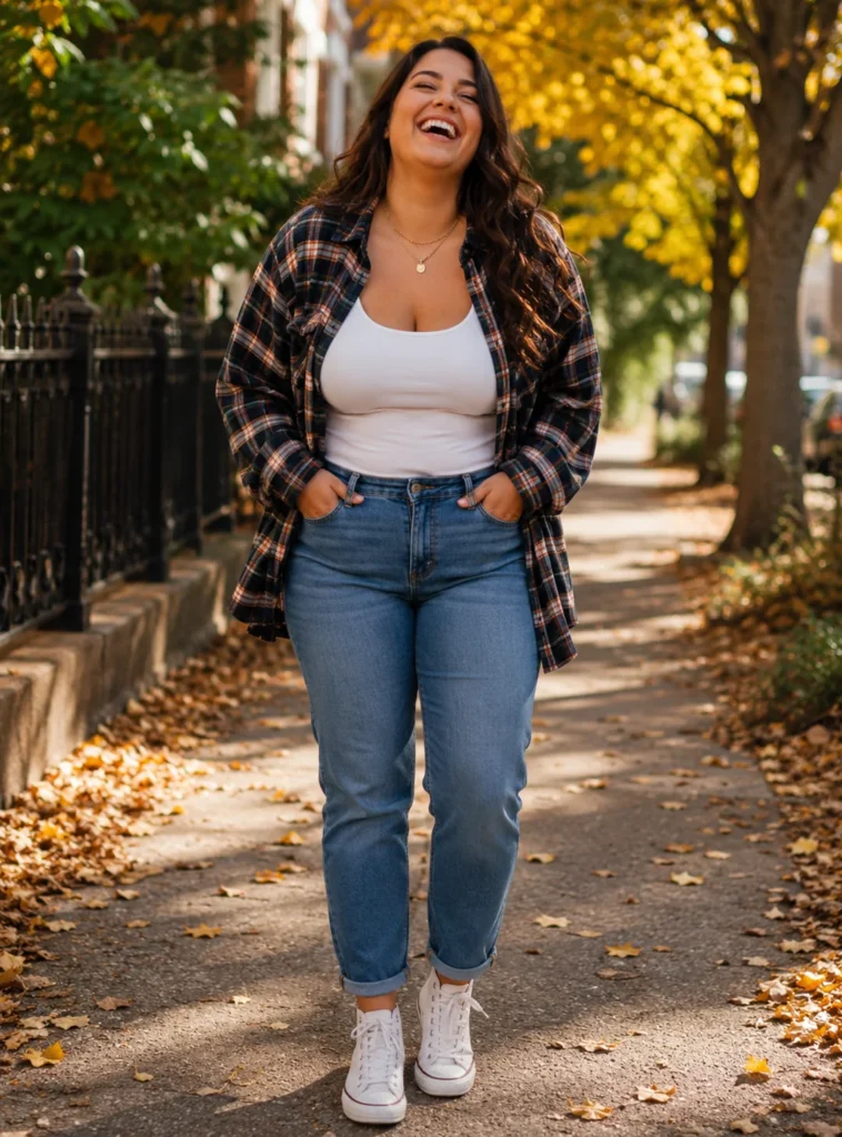 Oversized Flannel Over Fitted Tank