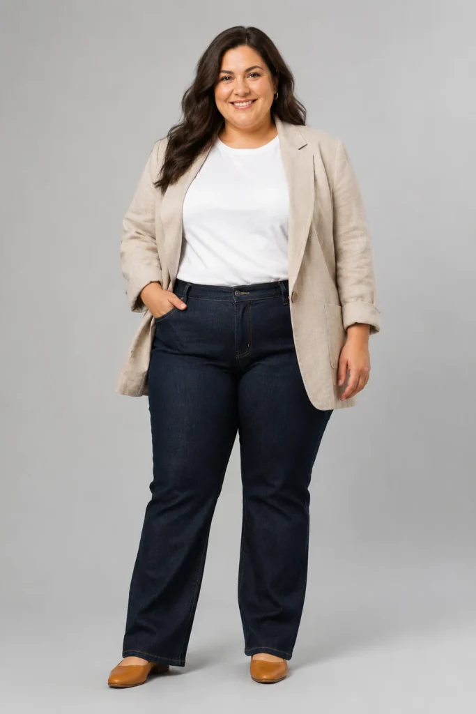 Oversized Linen Blazer & Dark Wash Denim