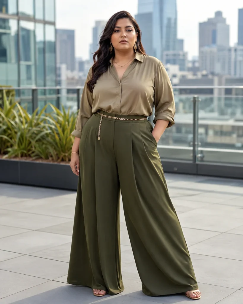 Palazzo Pants, Tucked Blouse and Waist Chain