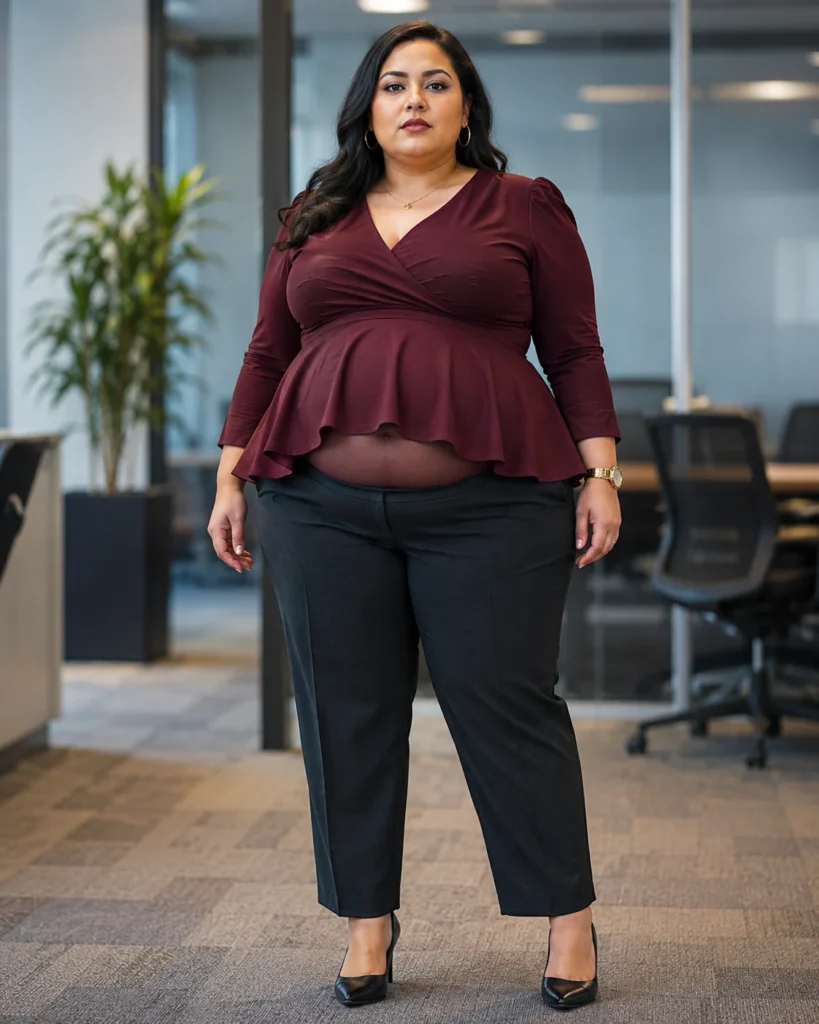 Peplum Blouse in Deep Burgundy