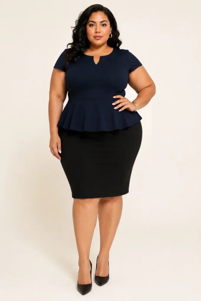 Peplum Top & Slim Pencil Skirt
