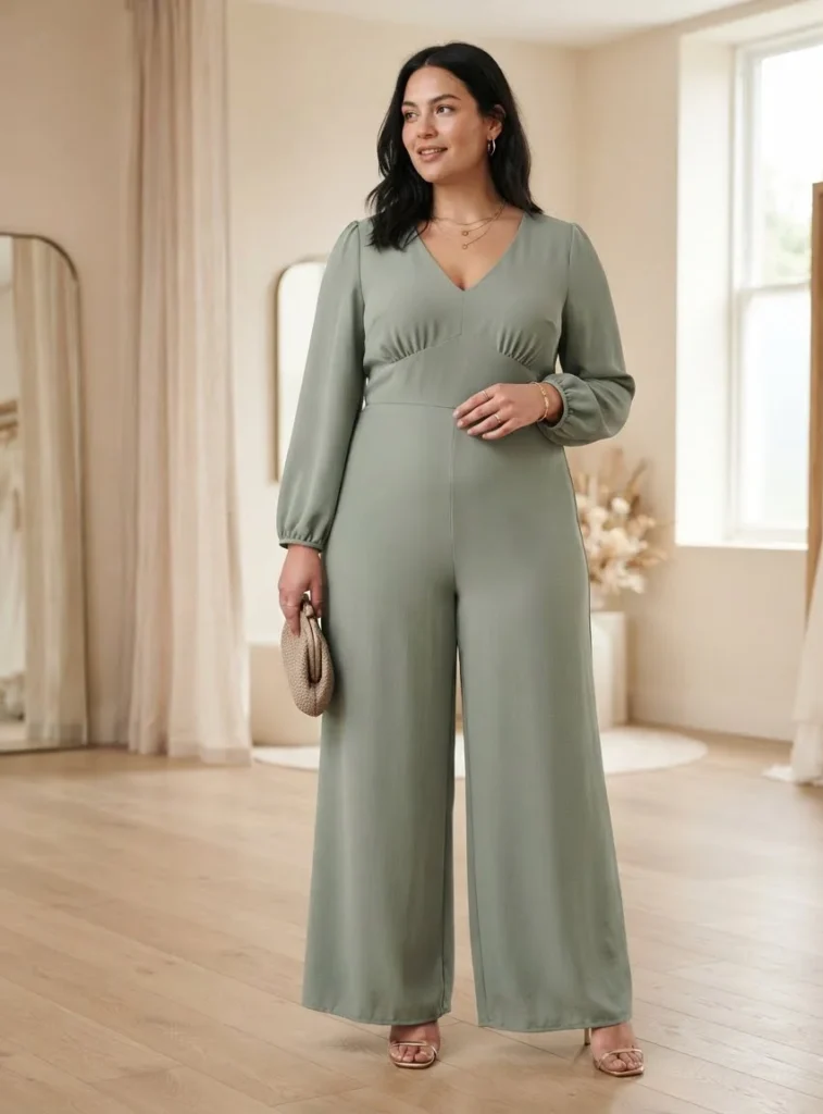Plus Size Empire Waist Wedding Guest Jumpsuit