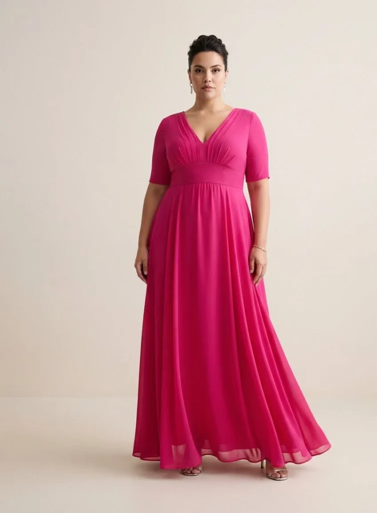 Plus Size Fuchsia Empire Waist Maxi Dress