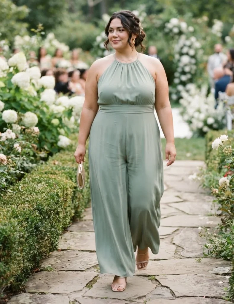 Plus Size Halter Neck Garden Wedding Guest Jumpsuit
