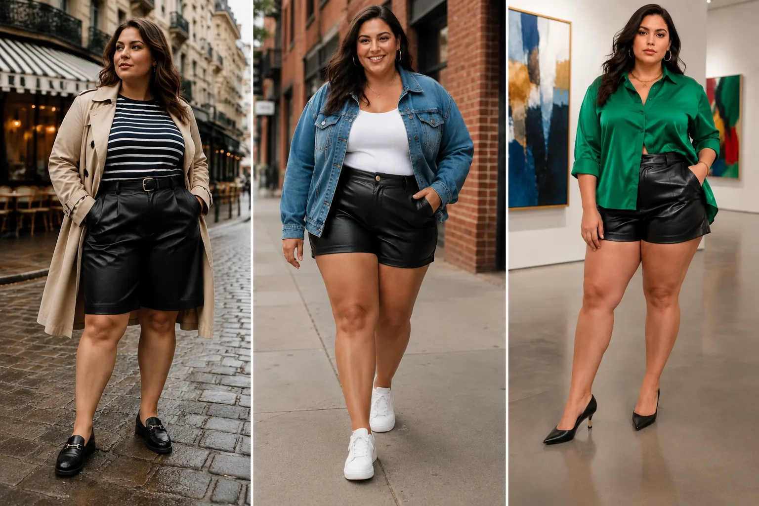 Plus Size Leather Shorts Outfit Ideas
