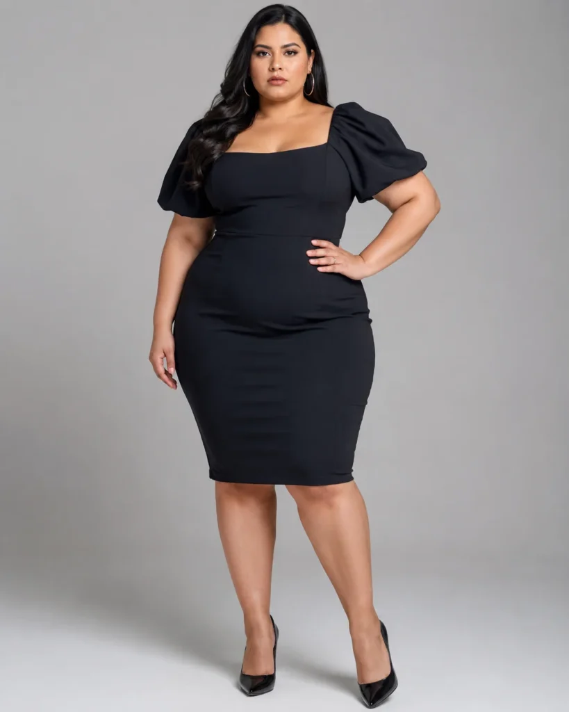 Puff-Sleeve Bodycon Dress