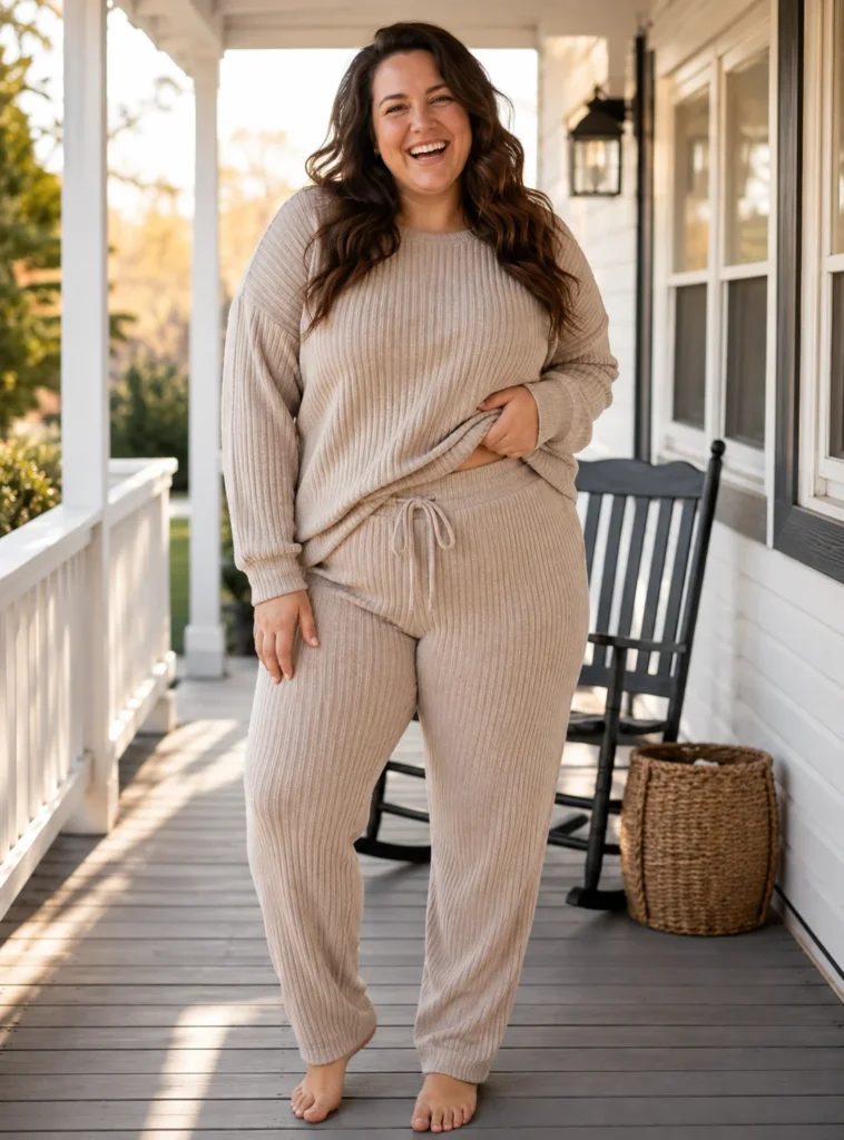 Ribbed Knit Set for Weekend Comfort