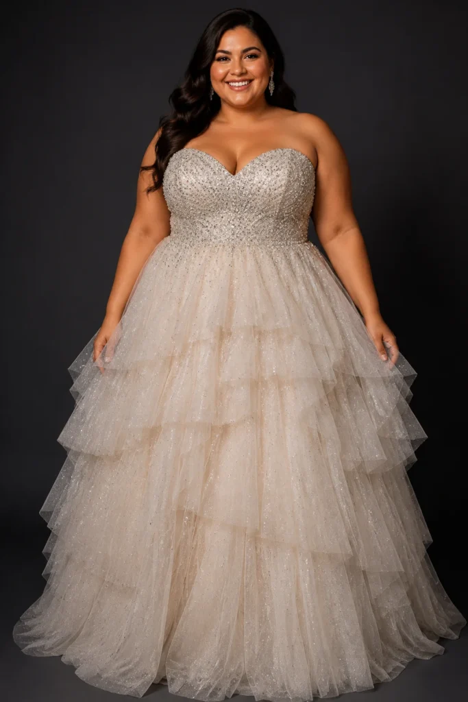 Sparkle Tiered Tulle Gown