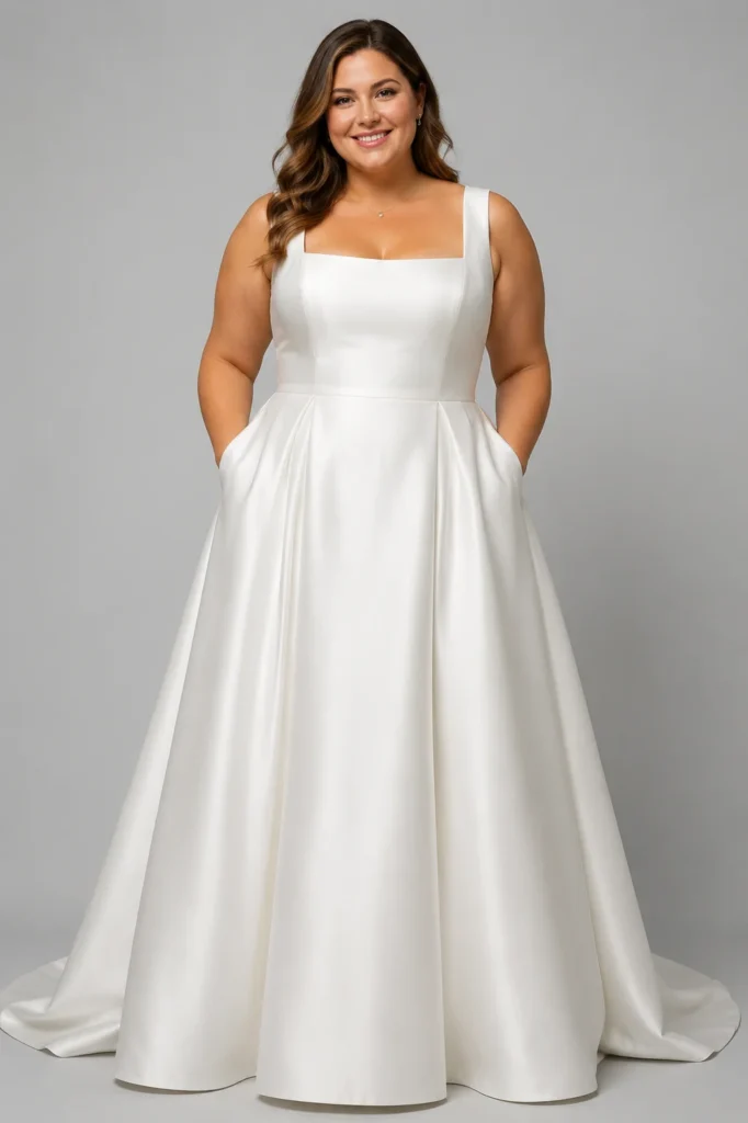 Square-Neck Mikado with Pockets