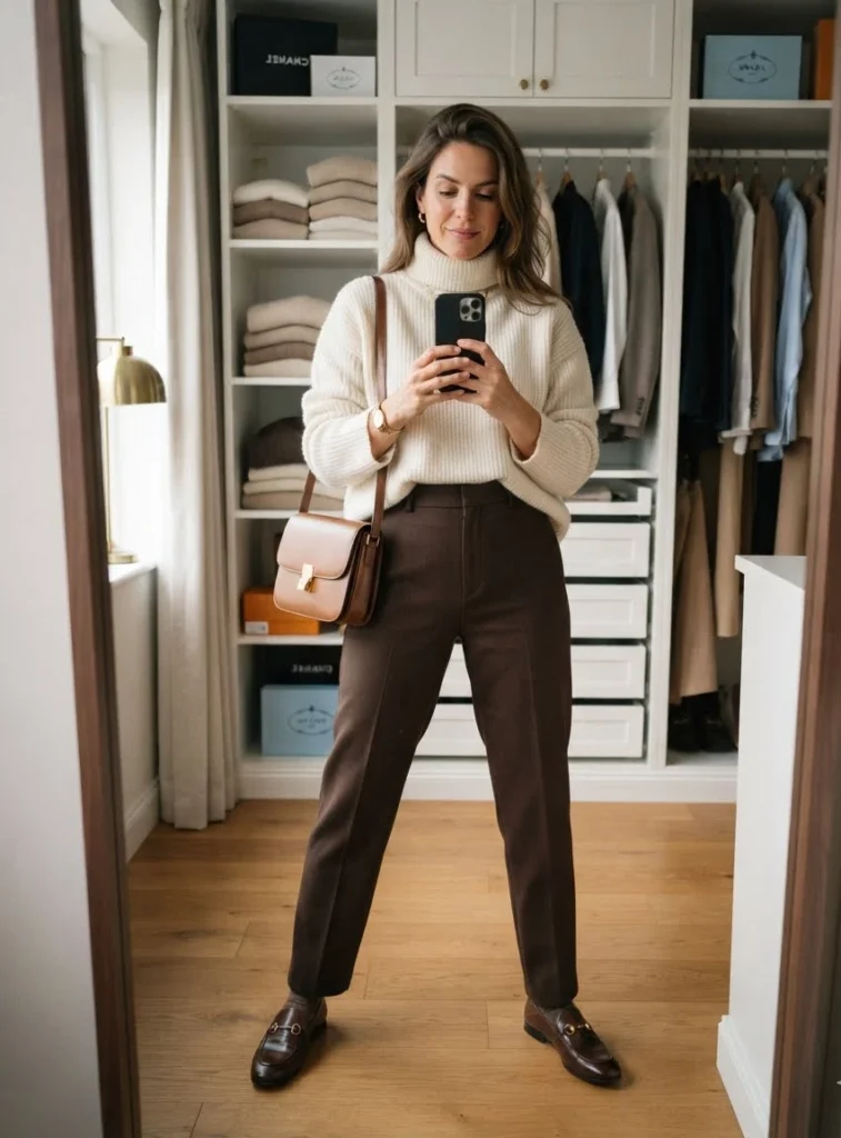 Tailored Trousers with Chunky Turtleneck