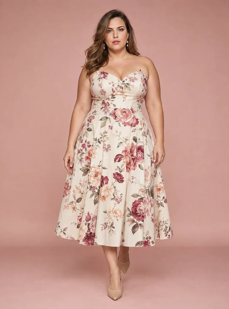Tea-Length Floral Dress