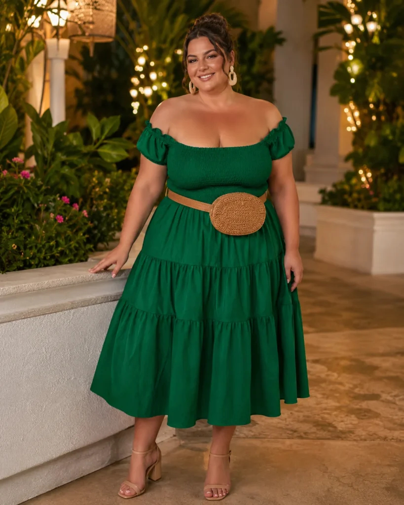 Tiered Off-The-Shoulder Smocked Sundress
