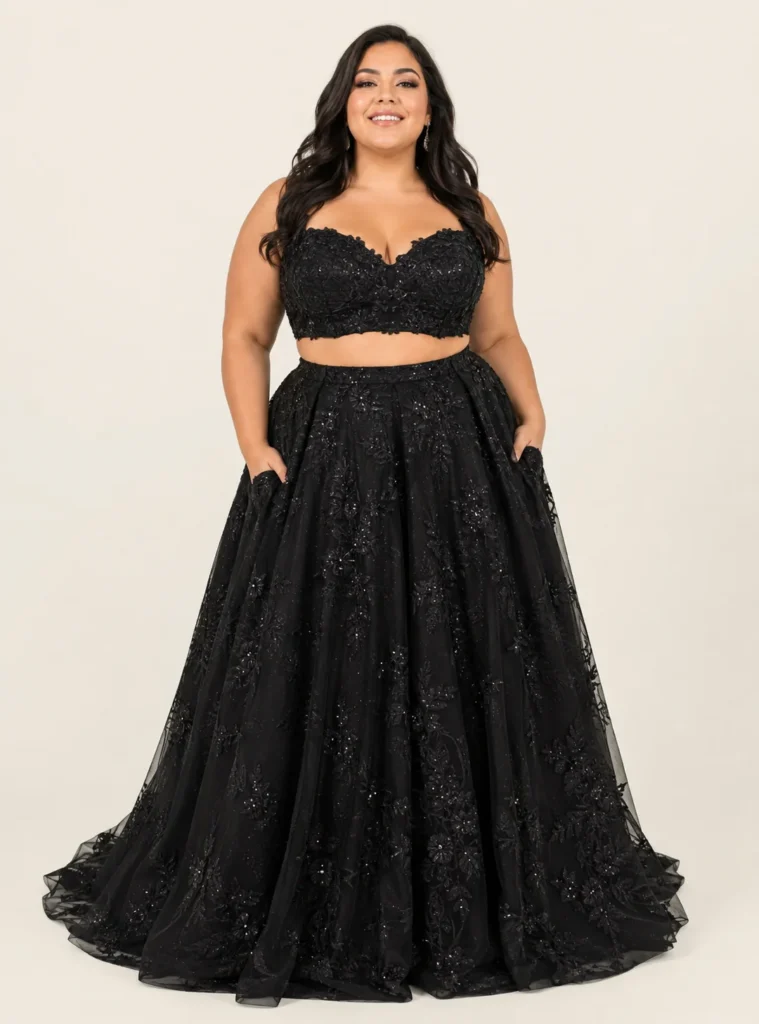 Two-Piece Black Bridal Set